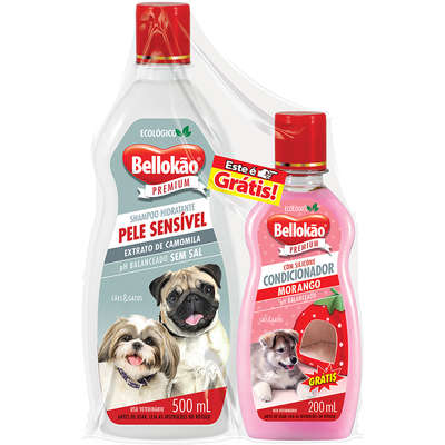 Kit Bellokão Shampoo Pele Sensível + Condicionador Morango