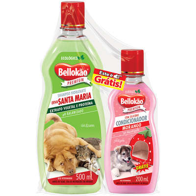 Kit Bellokão Shampoo Erva Santa Maria + Condicionador Morango