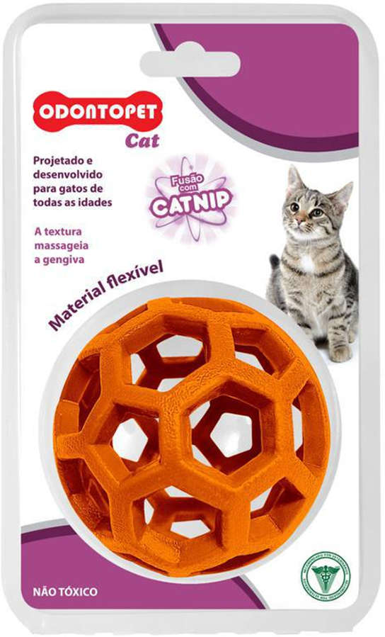 Brinquedo Odontopet Bola Infused Catnip Laranja para Gatos - Tam. Único