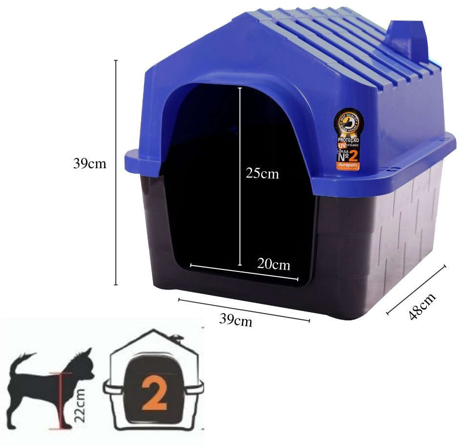 Casa Durahouse Azul para Cães - Tam. 02