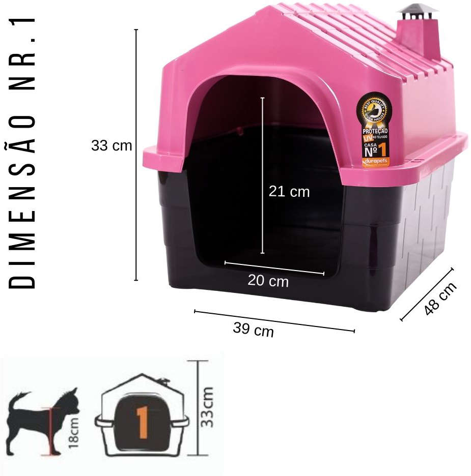 Casa Durahouse Rosa para Cães - Tam. 01
