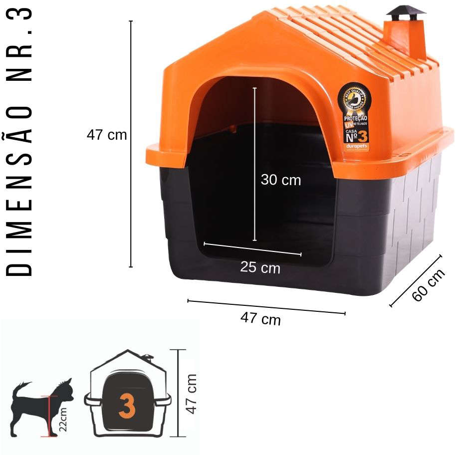 Casa Durahouse Laranja para Cães - Tam. 03