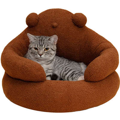 Cama Pidan Abraço de Urso Marrom para Gatos