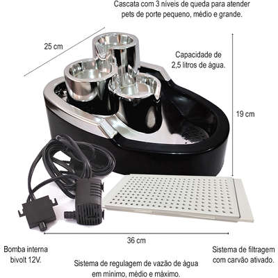Fonte Bebedouro Duracats Silver para Gatos
