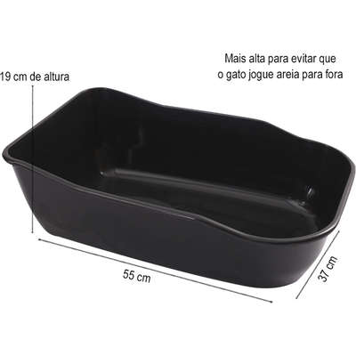 Bandeja Sanitária Durapets Luxo Preta para Gatos