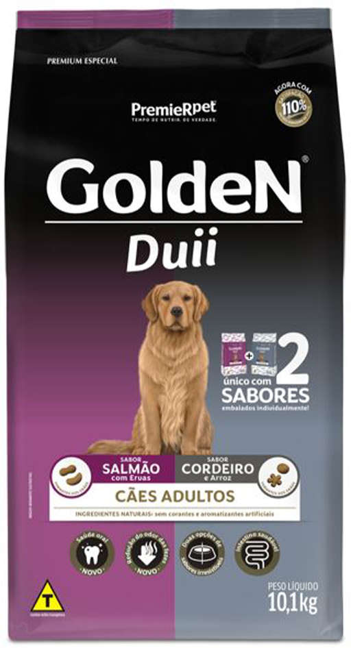 Ração Seca PremieR Pet Golden Duii Salmão e Cordeiro para Cães Adultos - 10,1Kg