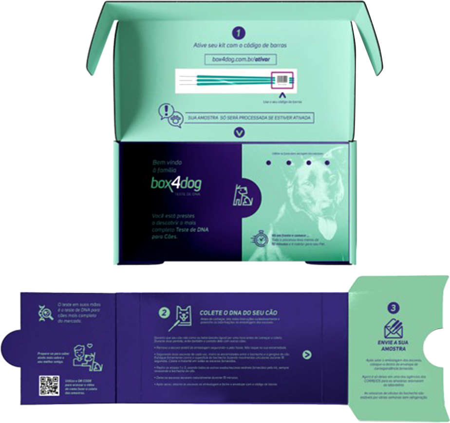 Teste de Identificação Box4Dog Raças e Doenças Genéticas - Tam. Único