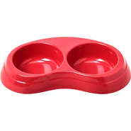 Comedouro Duplo Chalesco Melamina Rosa para Cães - Tam. P