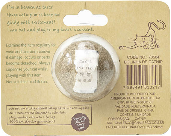 Brinquedo Chalesco Bolinha de Catnip para Gatos - Tam. Único