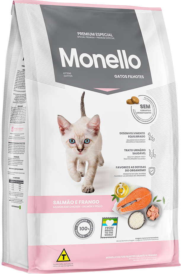 Ração Seca Monello Salmão e Frango para Gatos Filhotes - 1Kg