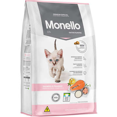 Ração Seca Monello Salmão e Frango para Gatos Filhotes