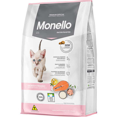 Ração Seca Monello Salmão e Frango para Gatos Filhotes