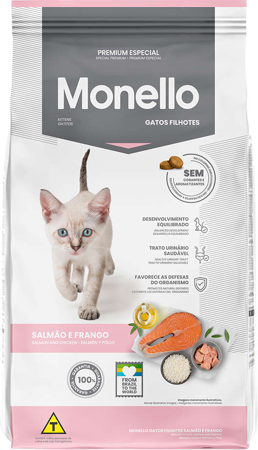 Ração Seca Monello Salmão e Frango para Gatos Filhotes - 1Kg
