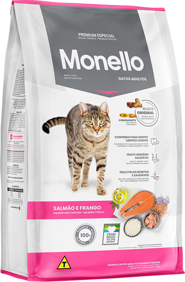Ração Seca Monello Salmão e Frango para Gatos Adultos - 10,1Kg