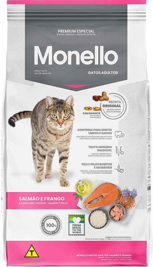 Ração Seca Monello Salmão e Frango para Gatos Adultos - 10,1Kg