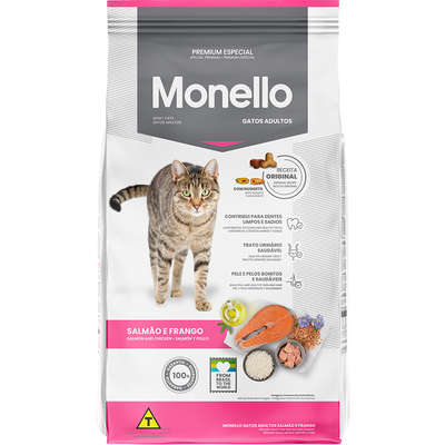 Ração Seca Monello Salmão e Frango para Gatos Adultos