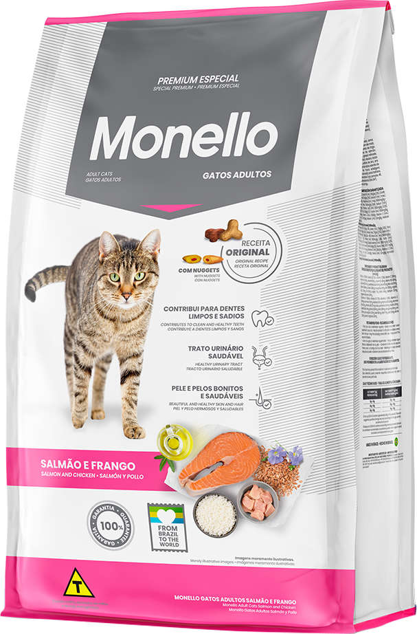 Ração Seca Monello Salmão e Frango para Gatos Adultos - 10,1Kg