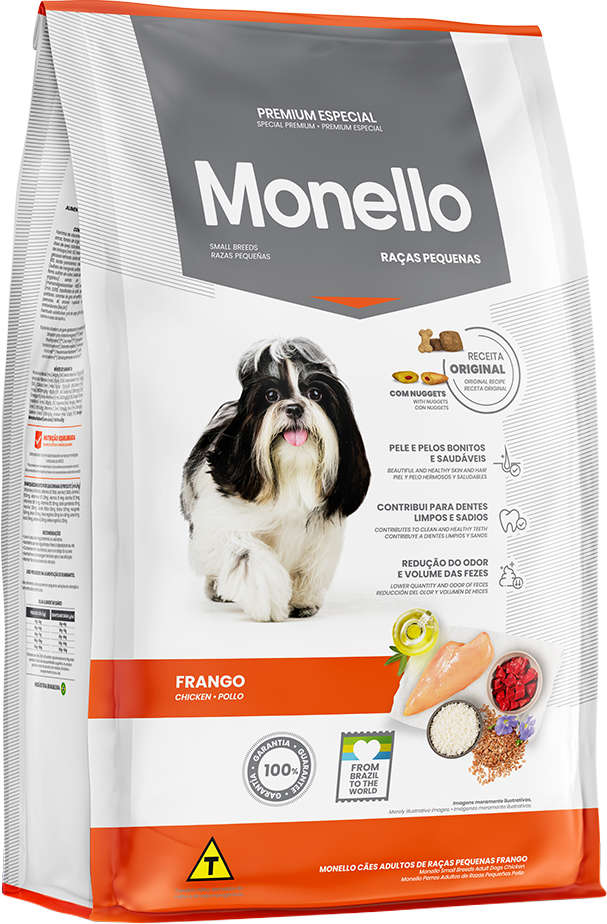 Ração Seca Monello Frango para Cães Adultos Raças Pequenas - 15Kg
