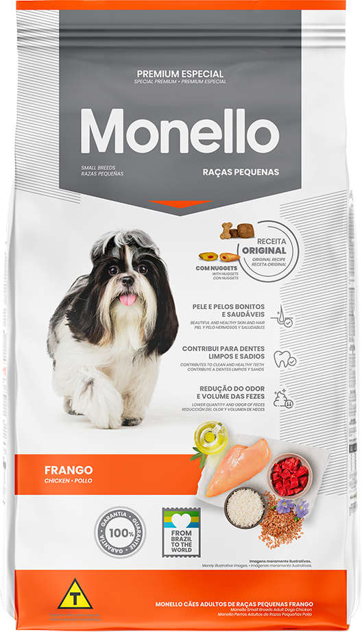 Ração Seca Monello Frango para Cães Adultos Raças Pequenas - 15Kg