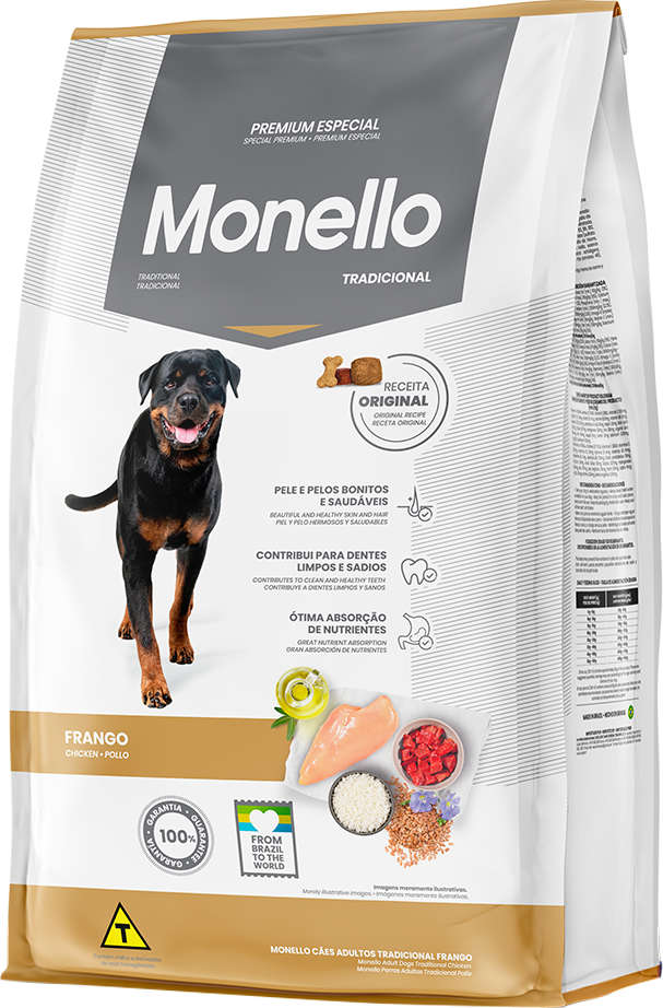 Ração Seca Monello Tradicional Frango para Cães Adultos - 15Kg
