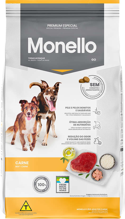 Ração Seca Monello Go Carne para Cães Adultos - 15Kg