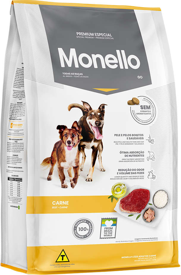 Ração Seca Monello Go Carne para Cães Adultos - 15Kg
