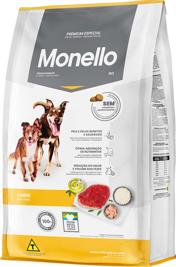 Ração Seca Monello Go Carne para Cães Adultos - 15Kg