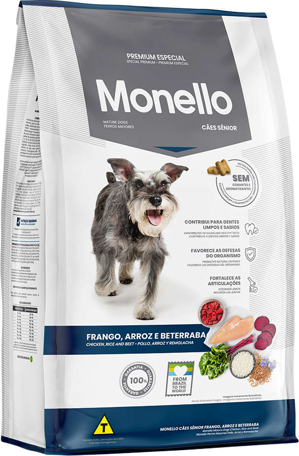Ração Seca Monello Frango, Arroz e Beterraba para Cães Sênior - 15Kg