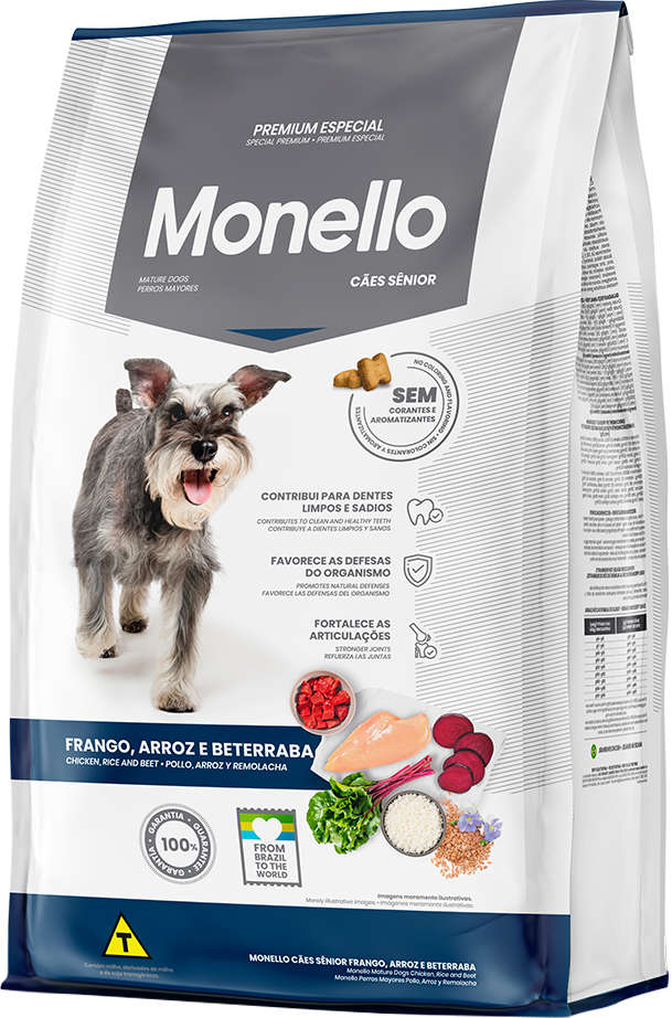 Ração Seca Monello Frango, Arroz e Beterraba para Cães Sênior - 15Kg