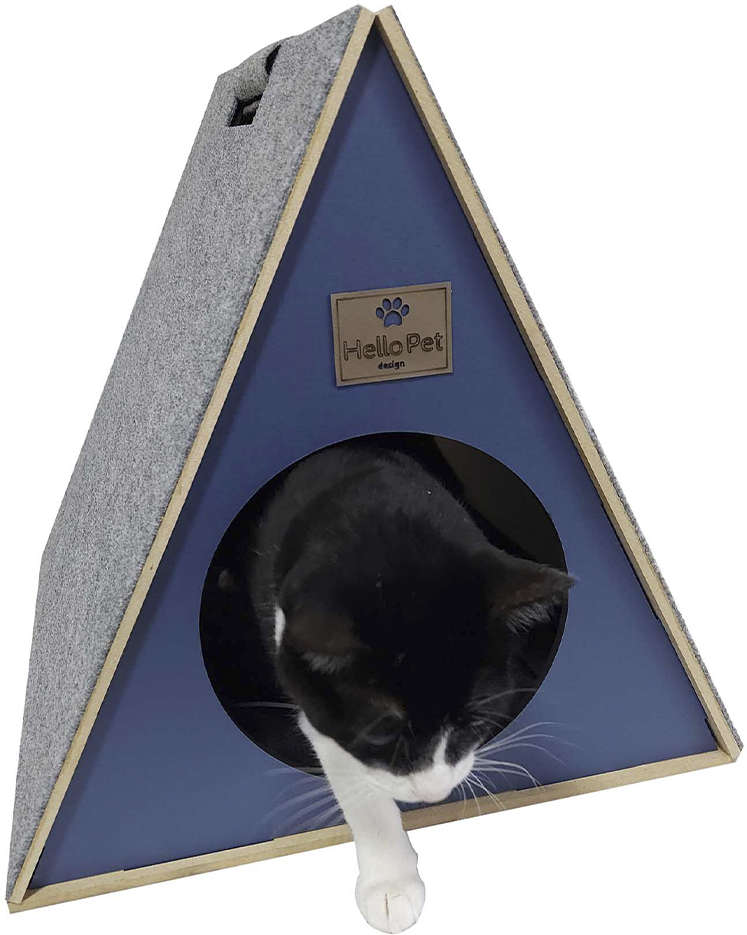 Toquinha com Arranhador Azul para Gatos - Tam. Único