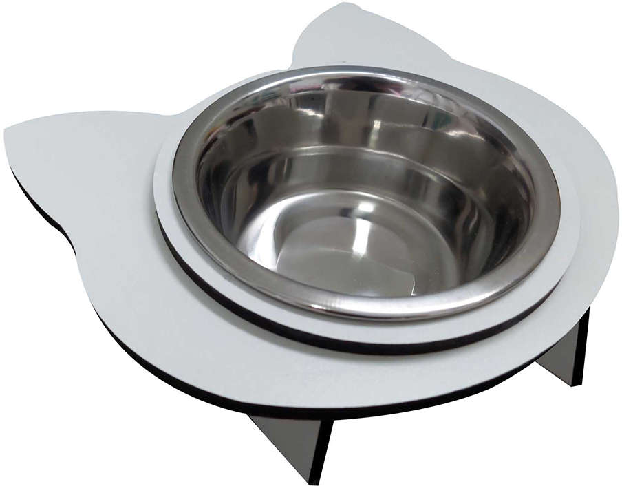 Comedouro Gato Branco para Gatos - Tam. Único