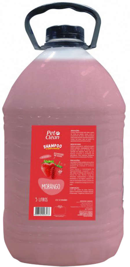 Shampoo Morango Pet Clean para Cães e Gatos - 5 Litros