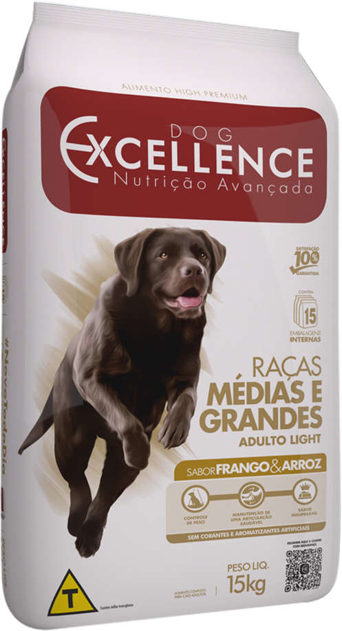 Ração Seca Dog Excellence Light para Cães Adultos - 15Kg