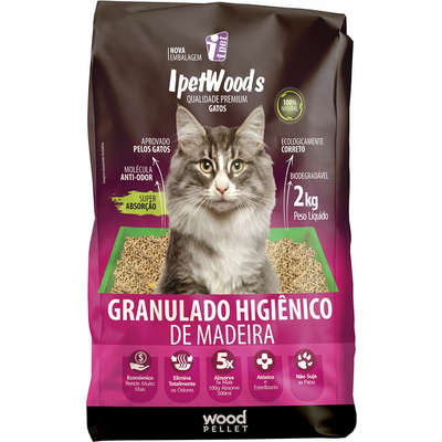 Granulado Ipet Woods de Madeira para Gatos