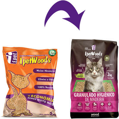 Granulado Ipet Woods de Madeira para Gatos