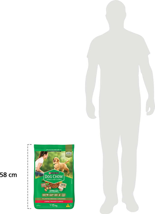 Ração Seca Nestlé Purina Dog Chow Extra Life Carne, Frango e Arroz Cães Filhotes Todas as Raças - 15Kg
