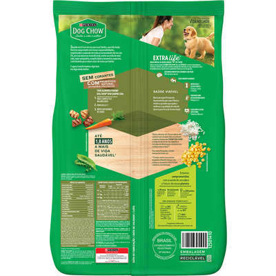 Ração Seca Nestlé Purina Dog Chow Extra Life Carne, Frango e Arroz Cães Filhotes Todas as Raças