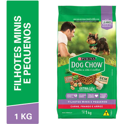 Ração Seca Nestlé Purina Dog Chow Extra Life Carne, Frango e Arroz Cães Filhotes Raças Minis e Pequenas