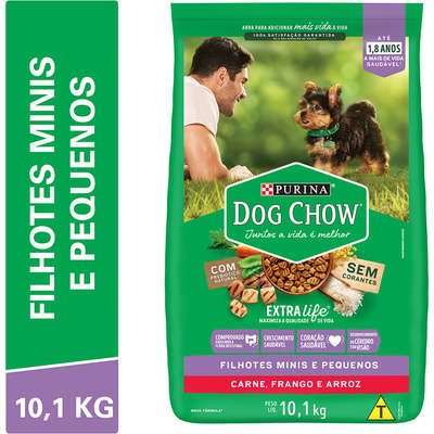 Ração Seca Nestlé Purina Dog Chow Extra Life Carne, Frango e Arroz Cães Filhotes Raças Minis e Pequenas