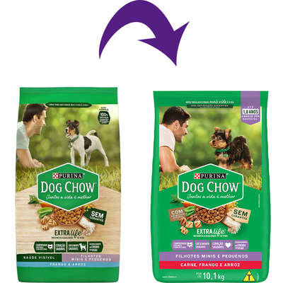 Ração Seca Nestlé Purina Dog Chow Extra Life Carne, Frango e Arroz Cães Filhotes Raças Minis e Pequenas