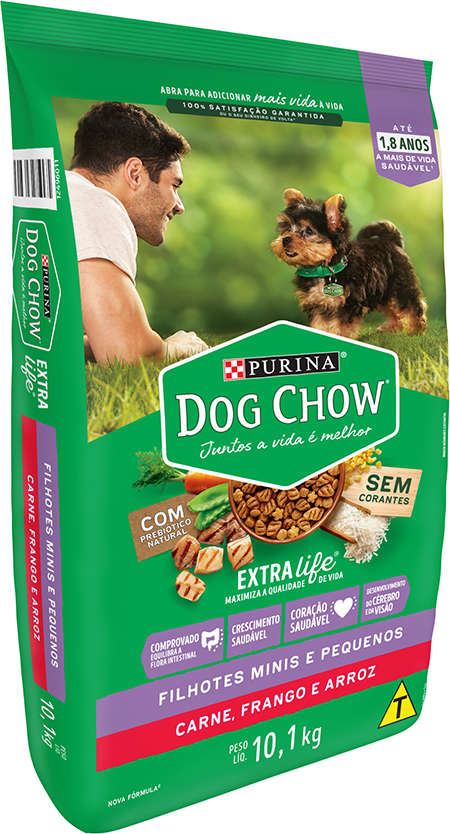 Ração Seca Nestlé Purina Dog Chow Extra Life Carne, Frango e Arroz Cães Filhotes Raças Minis e Pequenas - 10,1Kg