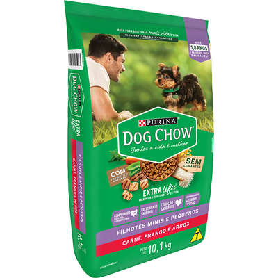 Ração Seca Nestlé Purina Dog Chow Extra Life Carne, Frango e Arroz Cães Filhotes Raças Minis e Pequenas