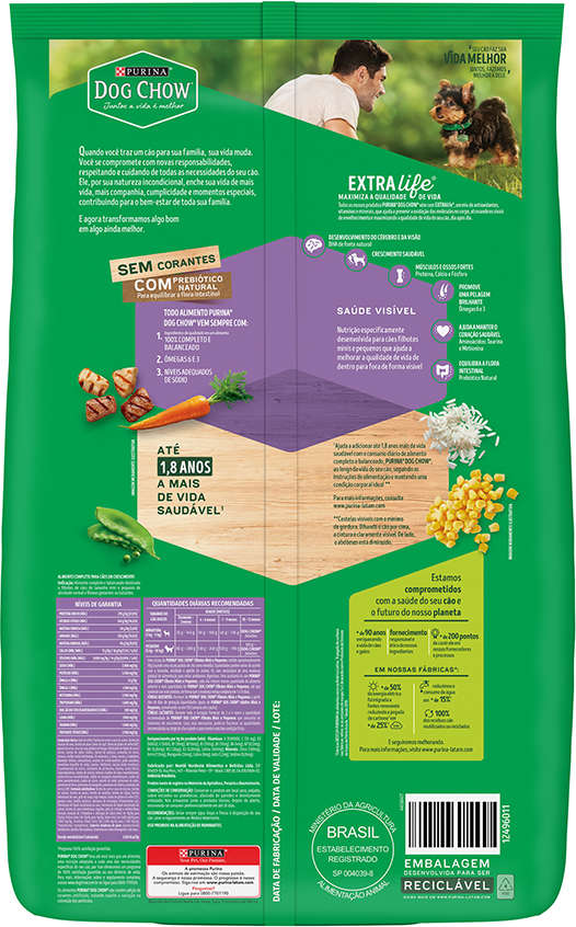 Ração Seca Nestlé Purina Dog Chow Extra Life Carne, Frango e Arroz Cães Filhotes Raças Minis e Pequenas - 10,1Kg