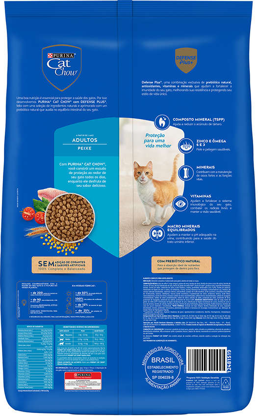 Ração Nestlé Purina Cat Chow Adultos Defense Plus Peixe - 10,1Kg