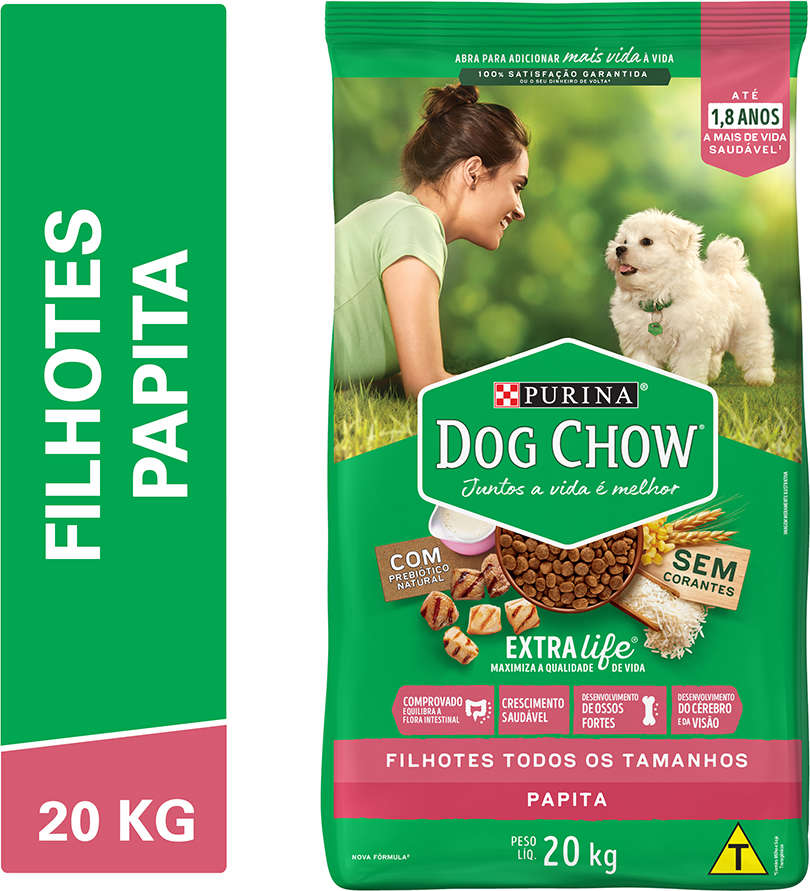 Ração Nestlé Purina Dog Chow Extra Life Papita para Cães Filhotes - 20Kg
