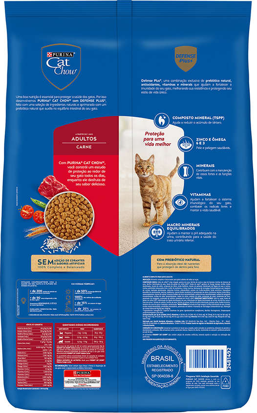 Ração Nestlé Purina Cat Chow Adultos Defense Plus Carne - 10,1Kg
