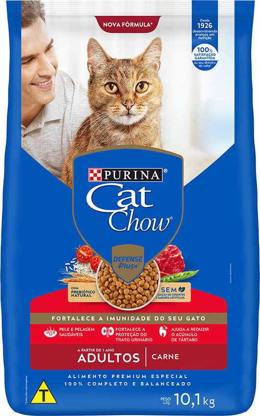 Ração Nestlé Purina Cat Chow Adultos Defense Plus Carne - 10,1Kg