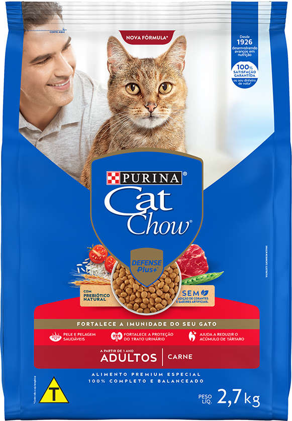 Ração Nestlé Purina Cat Chow Adultos Defense Plus Carne - 2,7Kg