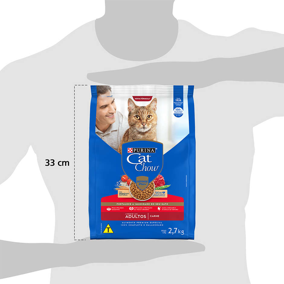 Ração Nestlé Purina Cat Chow Adultos Defense Plus Carne - 2,7Kg