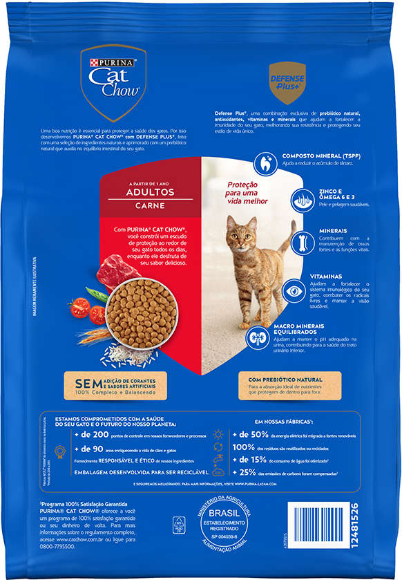 Ração Nestlé Purina Cat Chow Adultos Defense Plus Carne - 2,7Kg